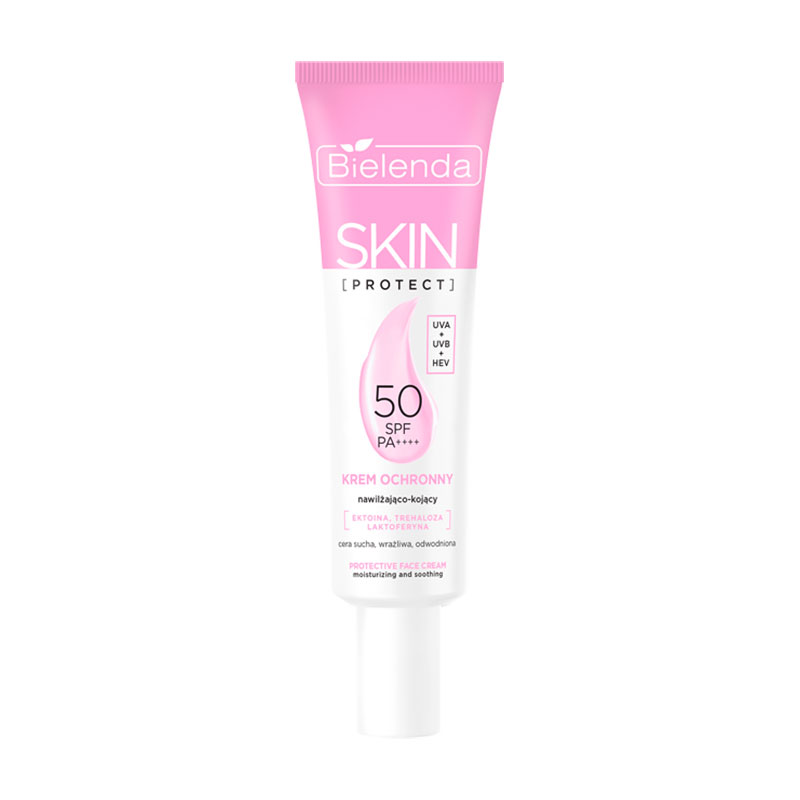 Сонцезахисний зволожувальний крем для обличчя Bielenda Skin Protect Moisturizing And Soothing Cream SPF 50/PA++++, 40 мл